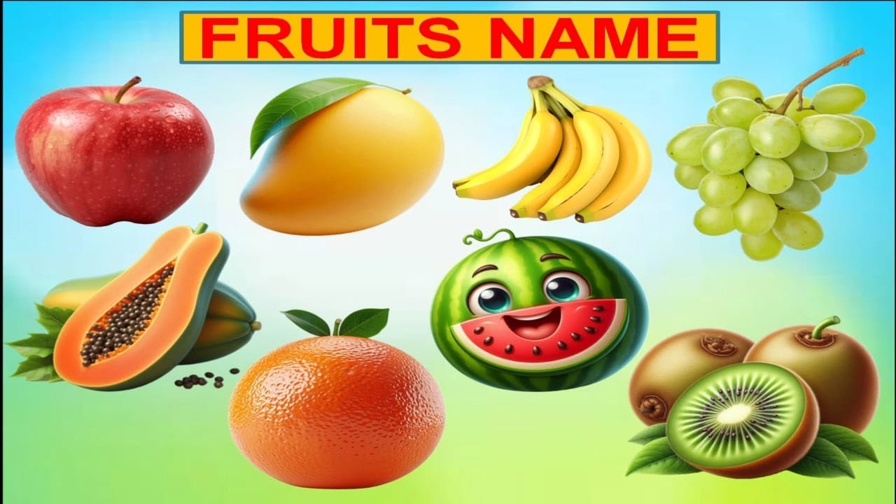 Fruits Name with Pictures | English And Hindi Fruit Names for Children