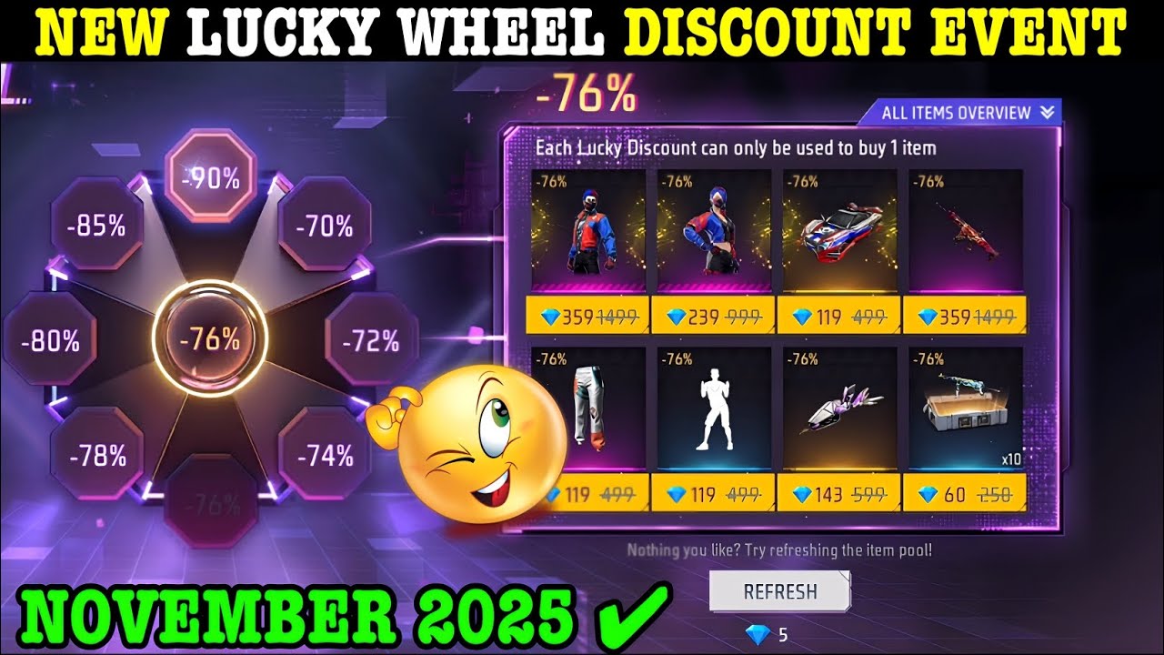 Free Fire November Month Lucky Wheel | Next Mystery Shop Free Fire November Lucky Wheel Event 2025