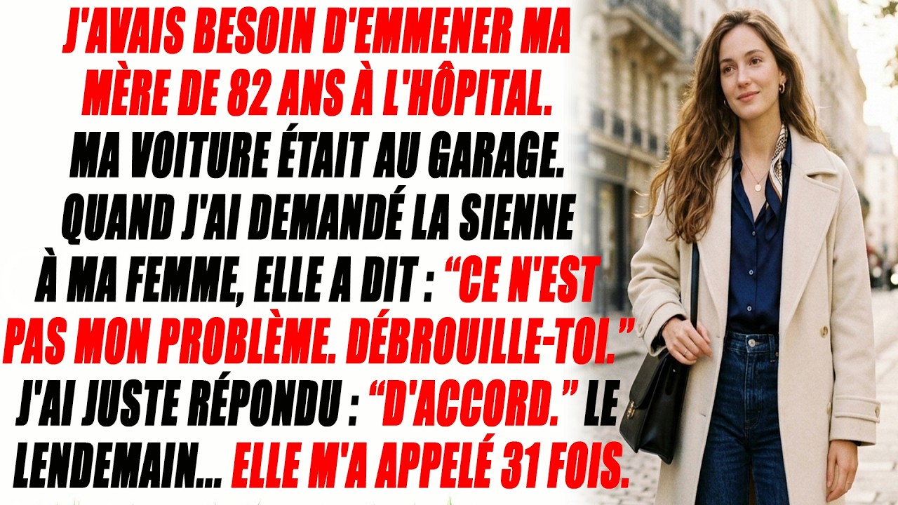 Ma Femme A Refusé D'aider Ma Mère De 82 Ans : ‘‘Débrouille-toi’’. Le Lendemain...