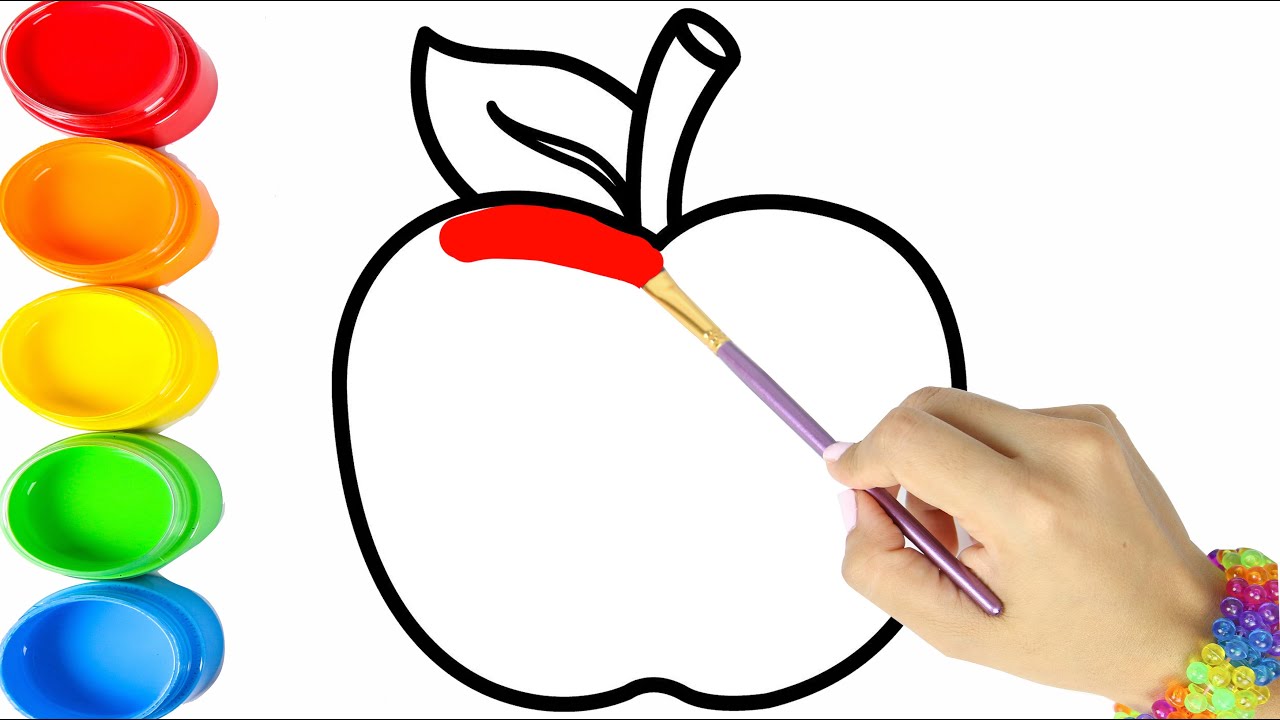 Glitter Fruits Learn colors drawing 3 fruits | coloring and painting for kids and toddlers