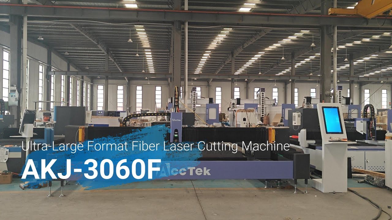 AKJ3060F large size fiber laser cutting machine with 12 KW generator