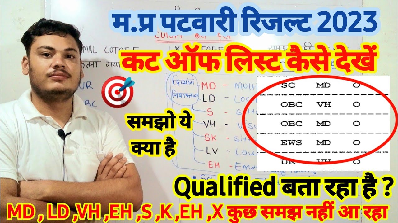 Mp Patwari Result 2023 ?Mp Patwari Cutoff  MD,LD,VH,EH,S ,SK,X क्या है?|Mp Patwari Cutoff कितना गया