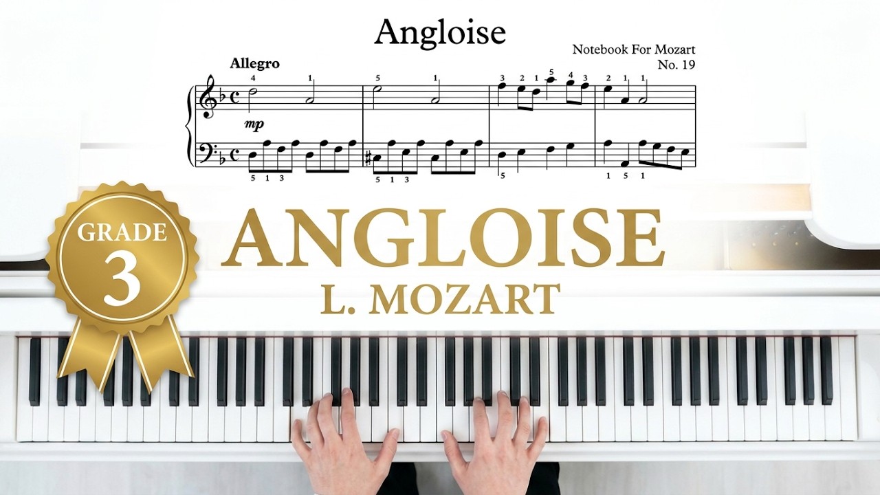 ABRSM grade 3 exam piano pieces 2025&2026  A:9 L.Mozart -Angloise (from Notebook for Wolfgang)