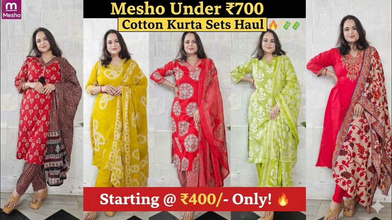  Meesho Under  Rs.700 ✨️ Kurta Set Haul | Honest Review! Affordable ♥️ haul @Meesho #meesho 