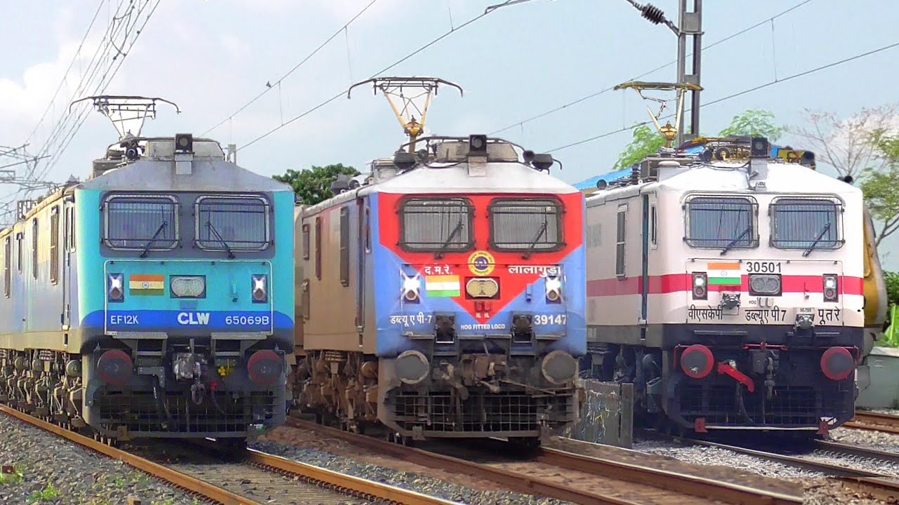 130 Kmph Fastest Trains: WAP-7 WAP-5 V/s Vande Bharat+ EF-12K engine spotting| Humsafar+ Poorva Exp