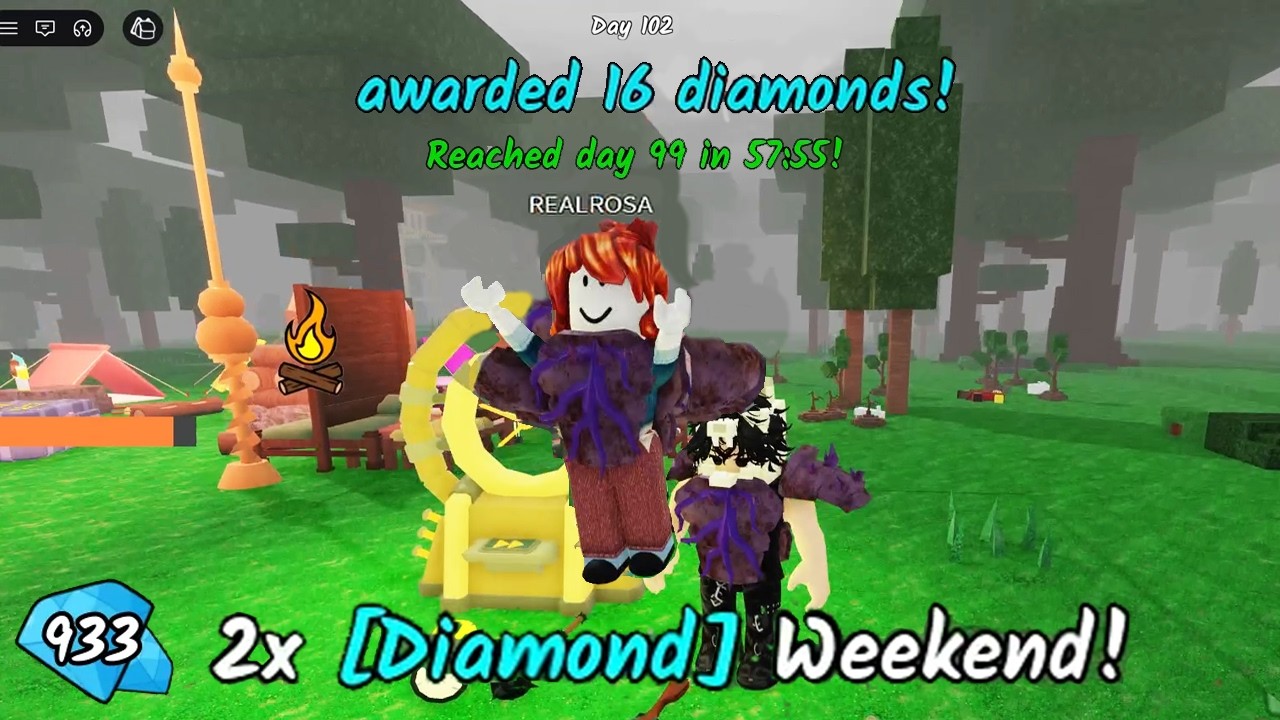 Grinding 2x Diamonds with a Viewer in 99 Nights in the Forest | Roblox