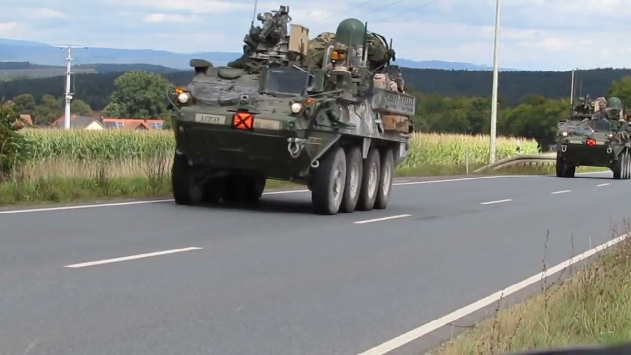 Über 200 US Army  Militärtrucks  Stryker, Oshkosh, HEMTT,JLTV, Hummer  auf dem Marsch in Deutschland