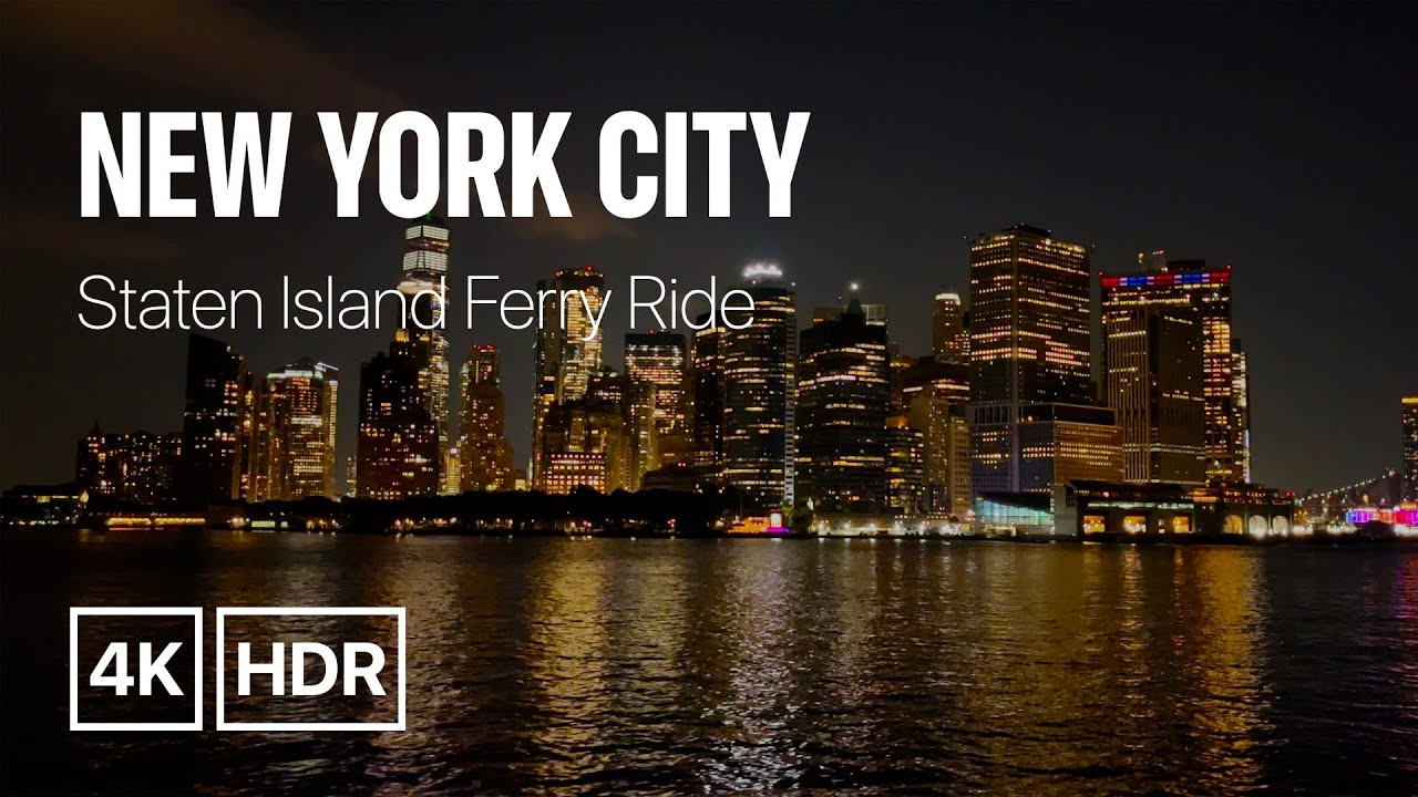 [4K] New York City 🗽 Staten Island Ferry Ride & Lower Manhattan Walk at Night [Aug. 2022]