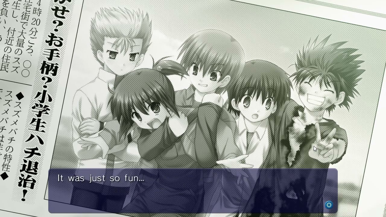 Riki's first encounter with the Little Busters (Little Busters!)