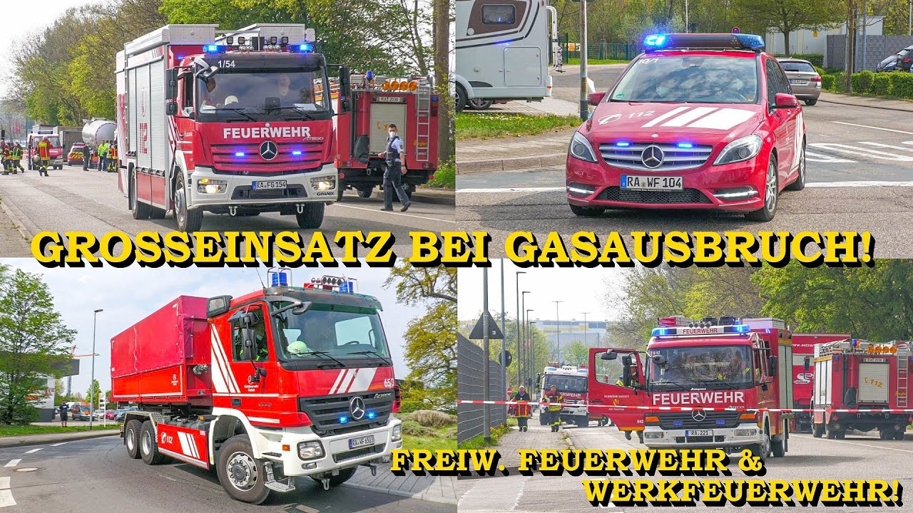 [CHLORGAS TRITT AUS] - GROSSEINSATZ FEUERWEHR + WERKFEUERWEHR - | Einsatzfahrten | ABC-EINSATZ