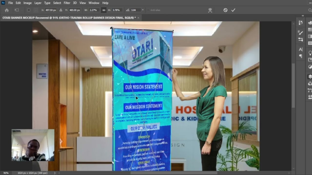 How to Design a Professional Roll-Up Banner Mockup in Adobe Photoshop | Step-by-Step Tutorial