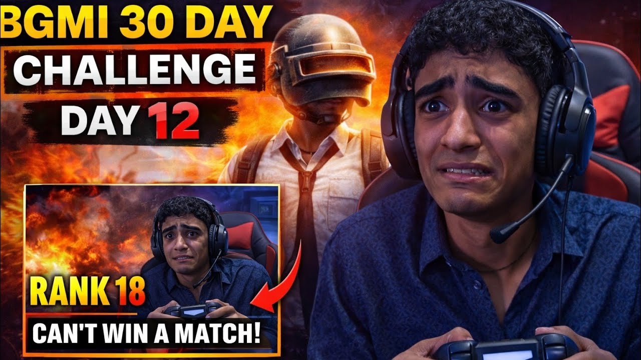 BGMI 30 Days Challenge – Day 12 😰 Rank 18 Again! Kab Milega Chicken Dinner?😞