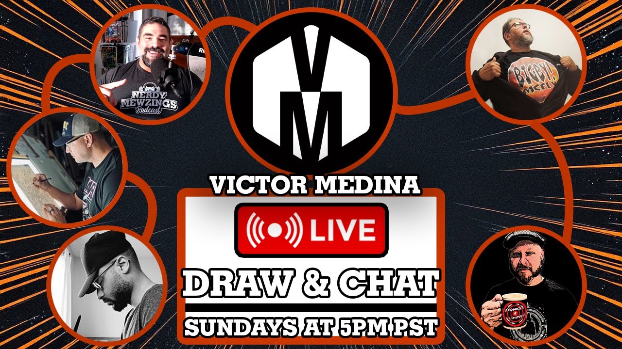 First Sunday LIVE Draw n Chat of 2026 with Special Guest Artist Victor Medina! 📱