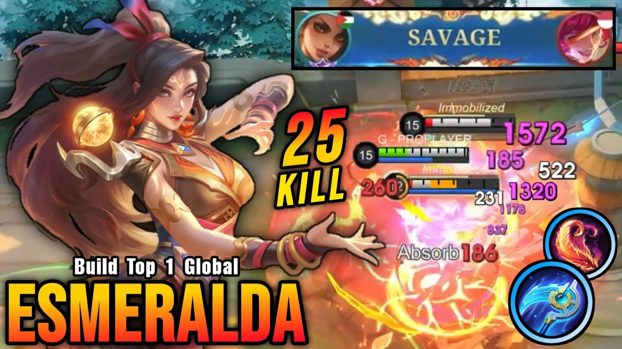 SAVAGE + 25 Kills!! Esmeralda Insane One Shot Damage Build!! - Build Top 1 Global Esmeralda ~ MLBB