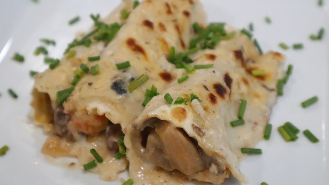 🎄CANELONES de SETAS y LANGOSTINOS con BECHAMEL TRUFADA #recetasnavideñas