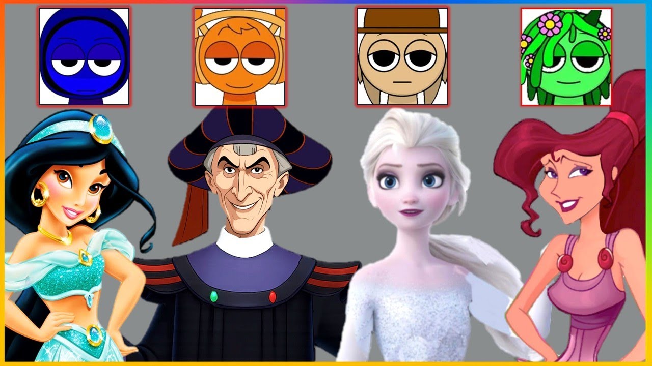🎶VIRAL DISNEY x SPRUNKI Fusion! 🪔🕌Jasmine=Jevin | ❄️👑Elsa=Tunner |🔔Frollo=Owen | 🌼💜Megara = Vineria