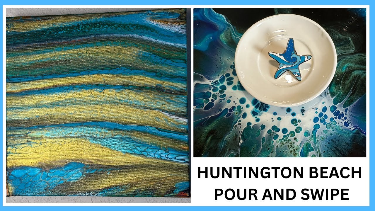 12. POURING FLUID ART AT HUNTINGTON BEACH-A STARFISH THEMED PAINT DAY.
