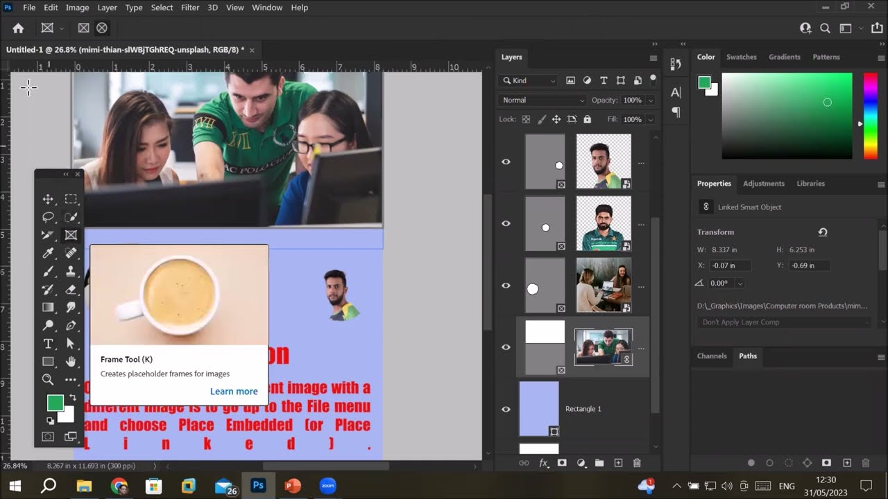 Learn Photoshop | Frame Tool | How to use Frame tool | How to add a frame in photoshop  hindi, urdu