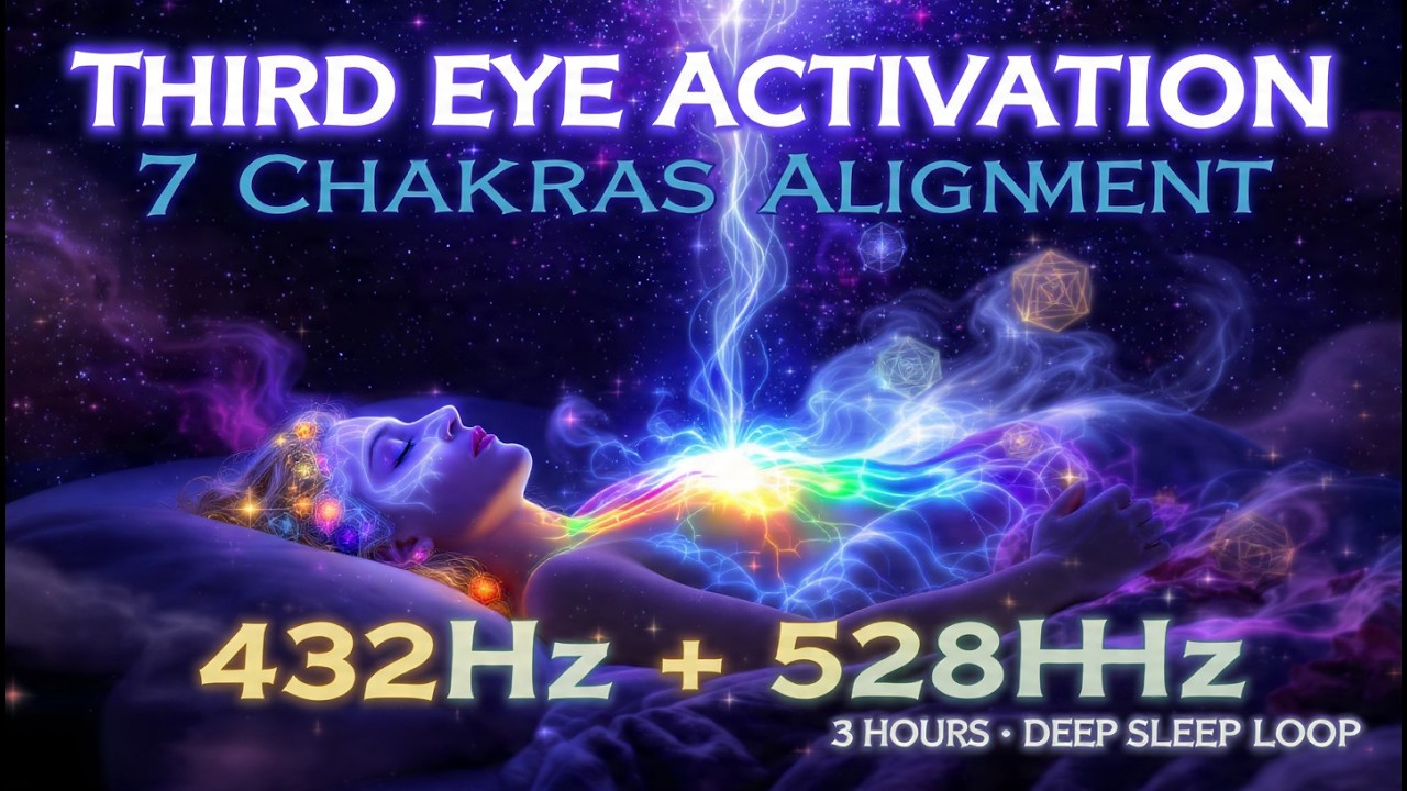 432Hz + 528Hz | Third Eye Activation & 7 Chakras Alignment | Deep Sleep Loop | 3 Hours