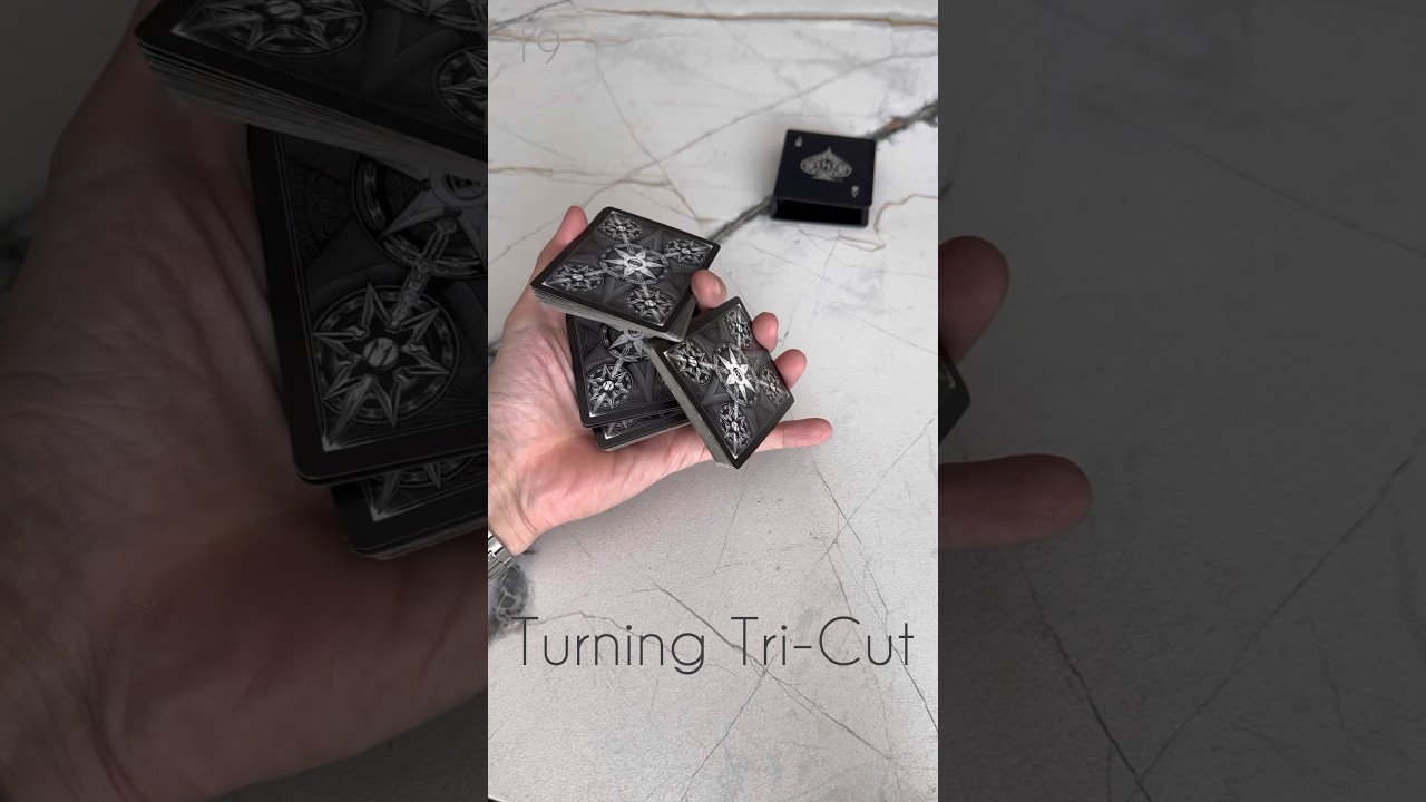 Turning tri-cut one hand cut #onehandcut #xcm #cardistry #cardflourish #playingcards