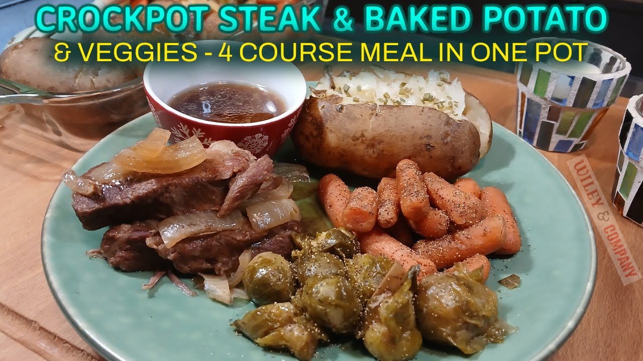 Crockpot Steak & Potatoes & Veggies - A 4 Course Meal In One Pot - Save Big