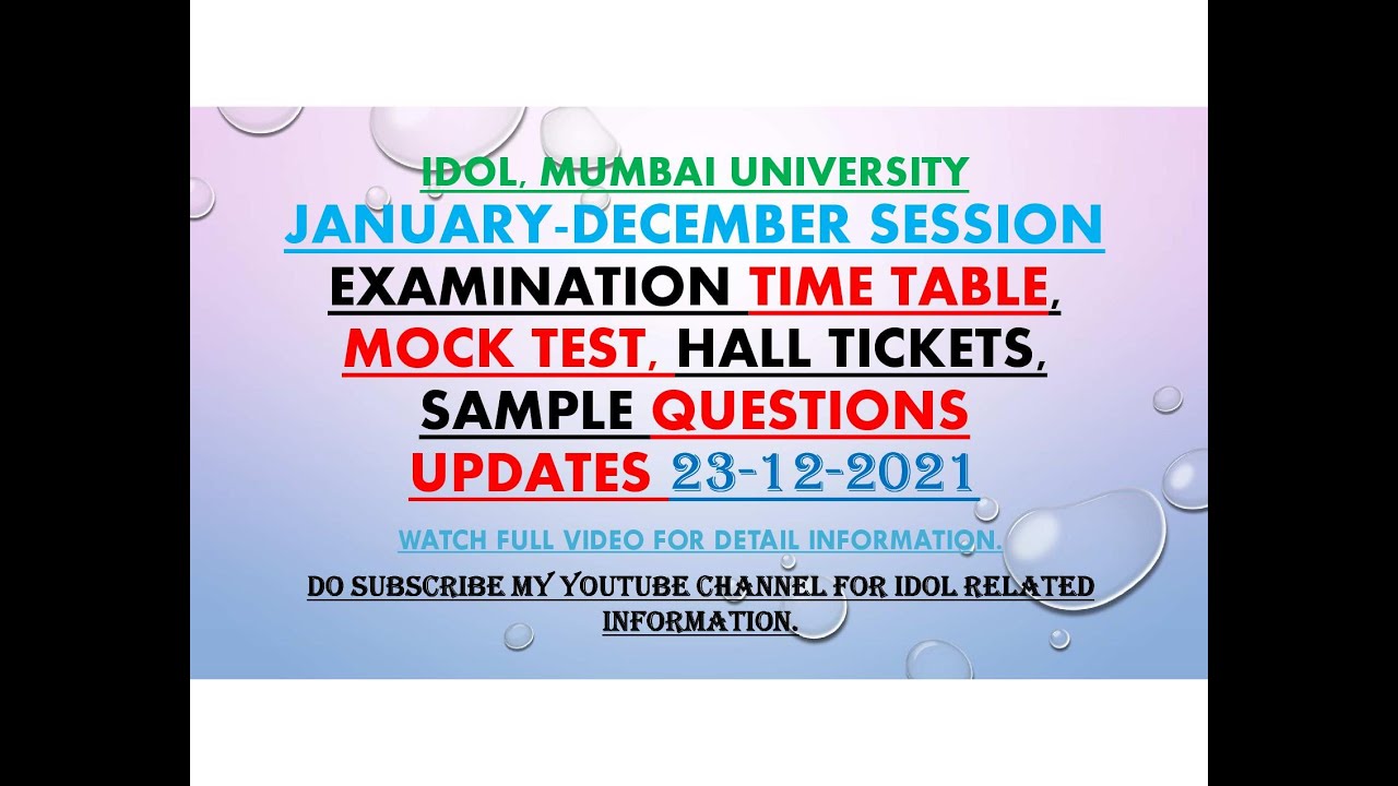 IDOL | Examination Time table | Mock Test | Hall Tickets | Updates December 2021