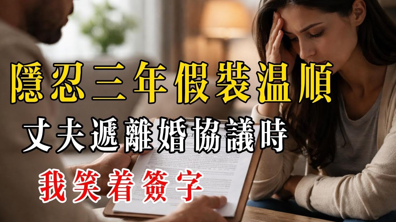 隱忍三年假装温順 ， 丈夫遞離婚協議時 ， 我笑着簽字  #养老故事#家庭伦理#真实事件改编#婆媳矛盾#养儿防老#绝境求生#法律正义#大快人心#老年生活