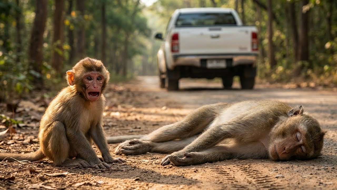 Baby Monkey Refuses to Leave His Injured Mother, The Rescue That Shocked Everyone!