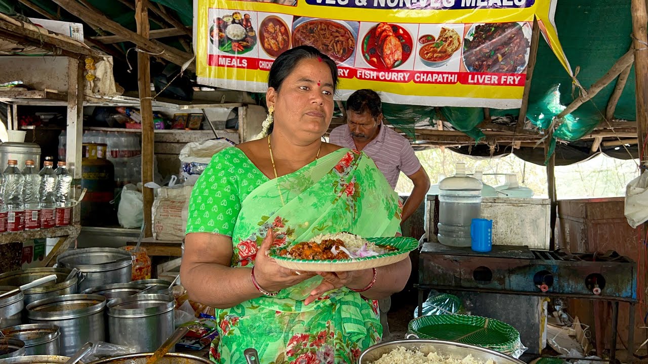 Madhapur Anuradha Aunty Unlimited food veg and Non Veg meals beside Kumari aunty street food Stall