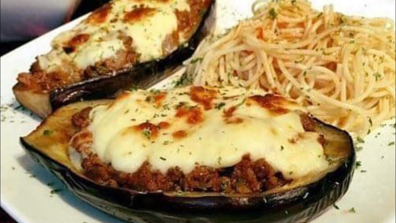 بادنجال محشي في الفرن على شكل باركات بنة رائعة  des barquette d’aubergines au four un délice