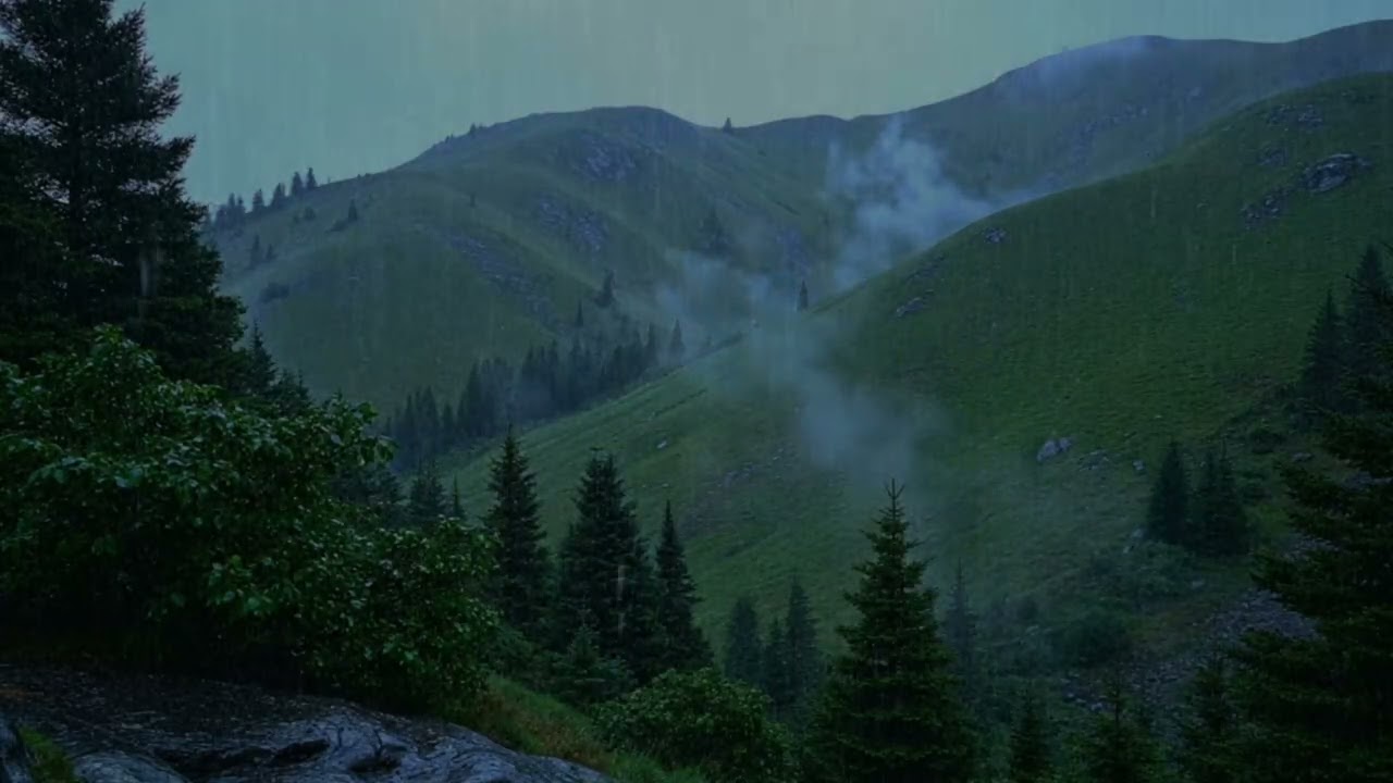 Peaceful Piano & Rain Sounds | Green Mountain Rain for Deep Sleep & Insomnia Relief