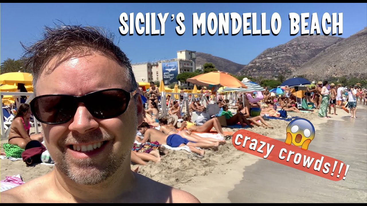AMAZING (crowded) Beach on Sicily - Mondello - Italian Island Paradise on Mediterranean Cruise