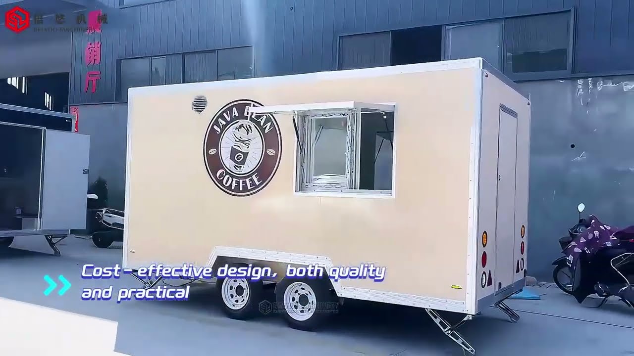13FT Warm Beige Sticker Square Food Trailer