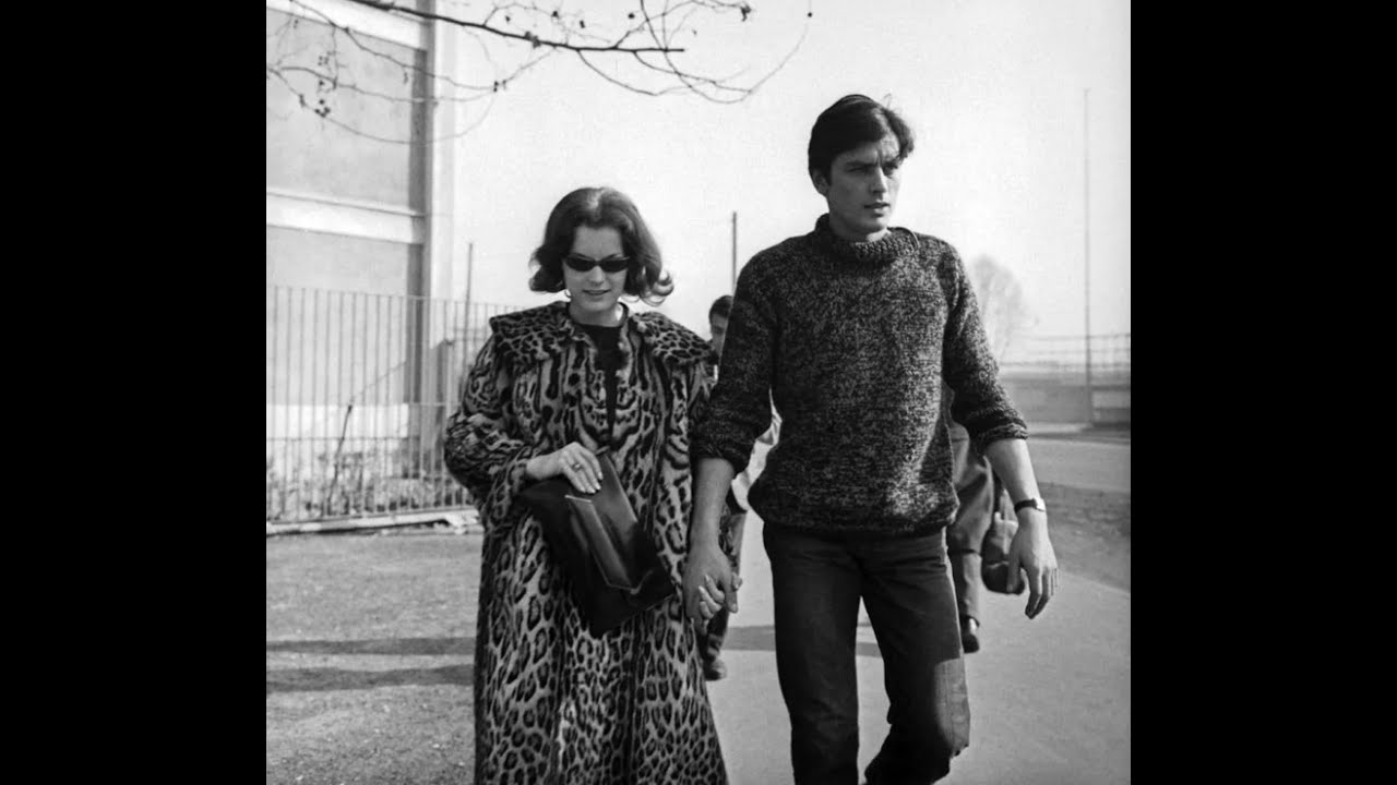 Alain Delon Romy Schneider 1960 Walking in Milan Italy