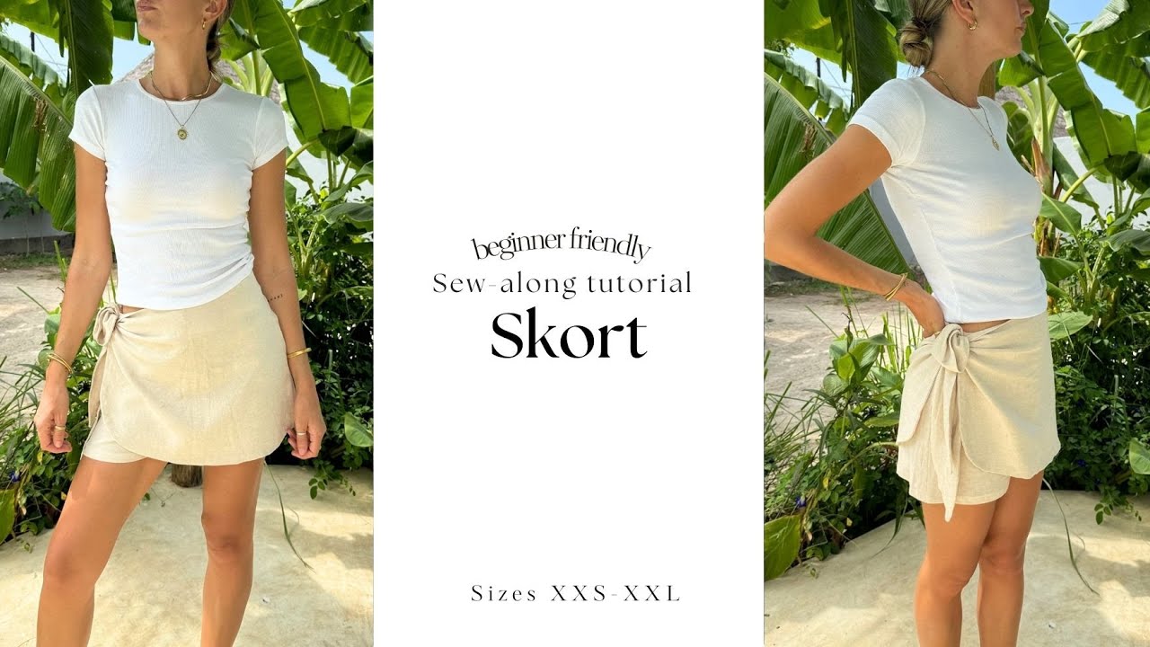 Skort sewing pattern | Tie wrap skirt/skort | Intermediate friendly sew-along tutorial