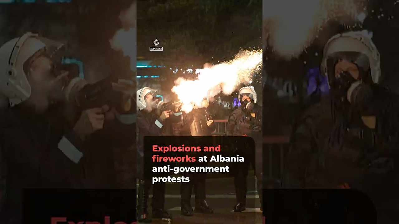 Explosions and fireworks at Albania anti-government protests