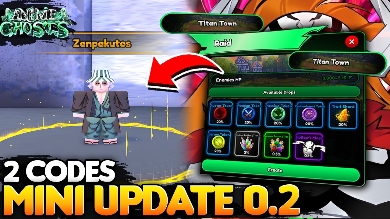 2 CODES! MINI UPDATE 0.2 MONARCA UPGRADES + GACHA de ENERGIA no ANIME GHOSTS!!!