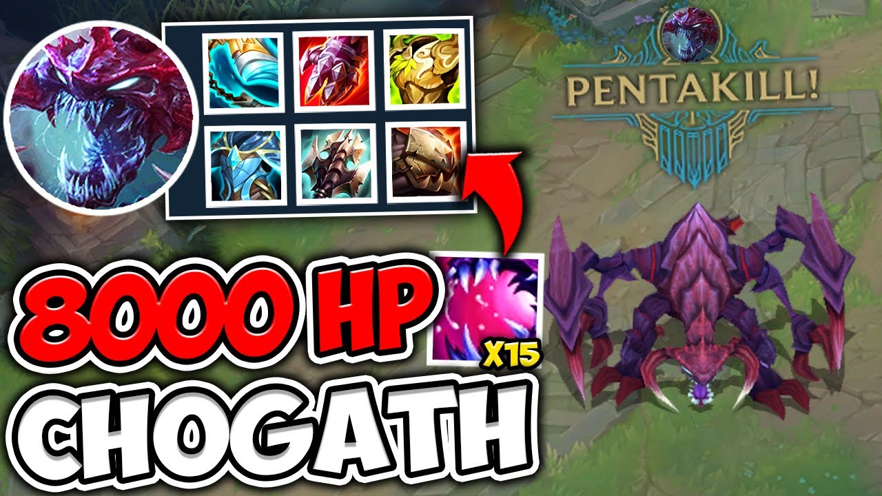 OMG! 8000 HP BRUISER CHO’GATH CAN LEGIT 1V5 (PENTAKILL) - League of Legends