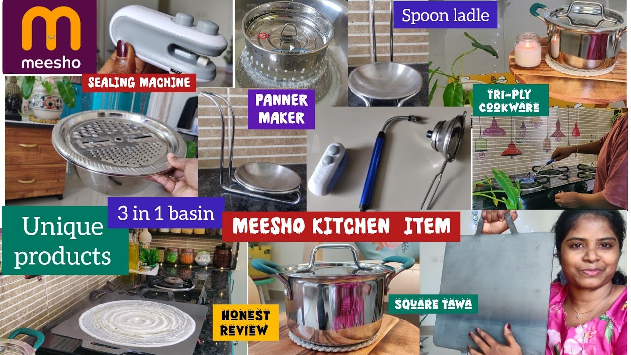 🟣Meesho Most Unique Kitchen Product🪴Honest Review After Use💯🟥Square Iron Tawa 🛑Unique Cookware Sets✅