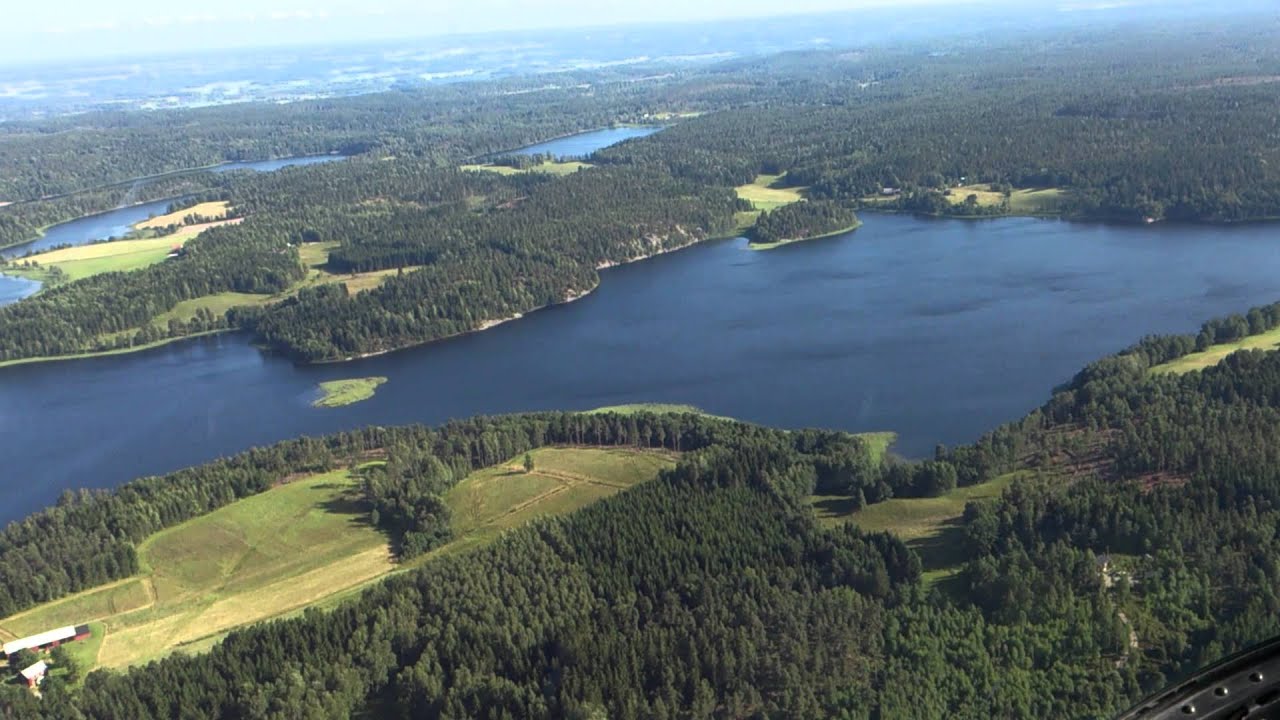 Flying helicopter over Dalskog Sweden