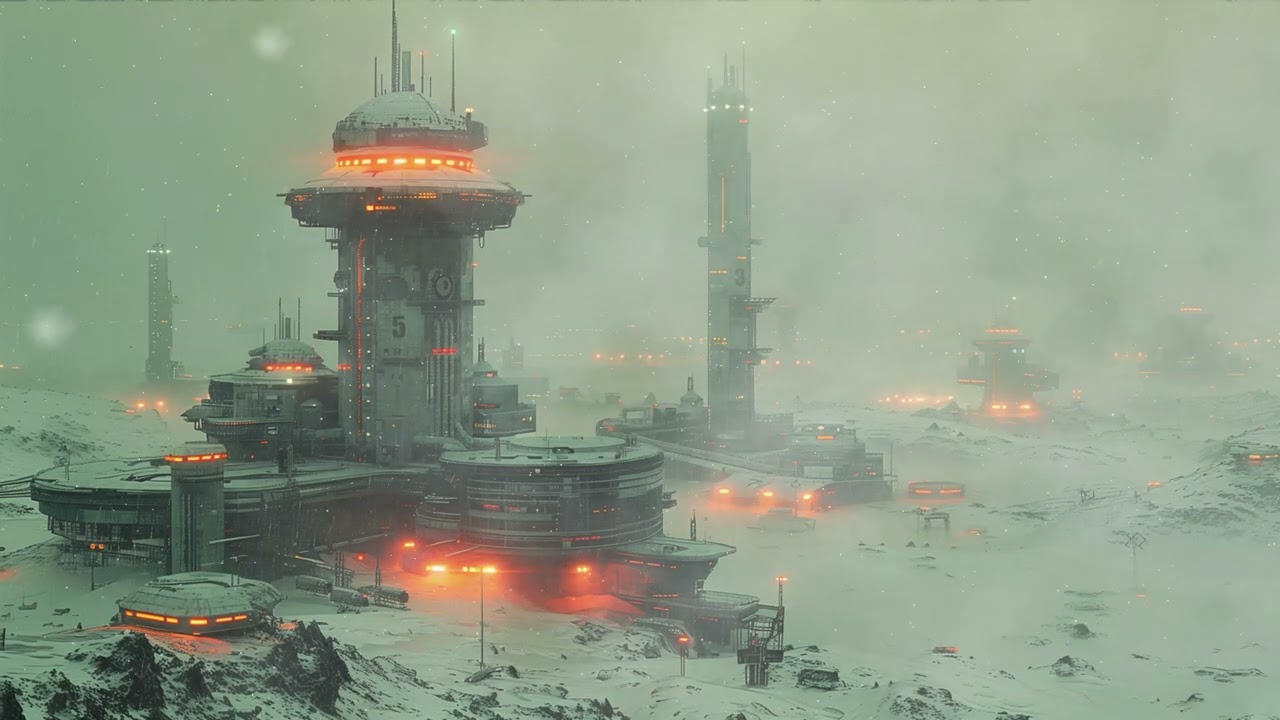 Radio Chatter & Blizzard from Enceladus Moon Base. Sci-Fi Ambiance for Sleep, Study, Relaxation