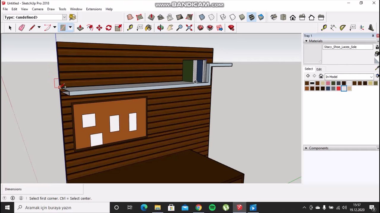 SketchUp başlangıç (çalışma masası çizimi)