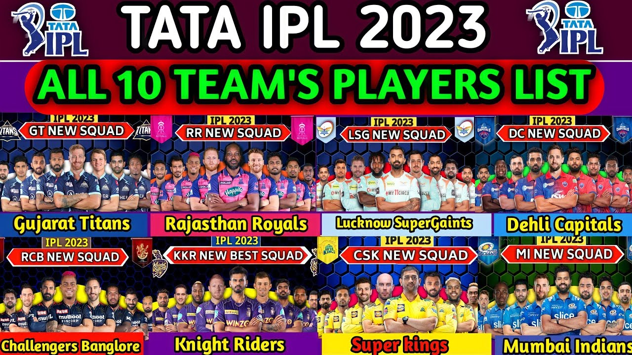TATA IPL 2023 | All 10 Team New & Best Squad List | All Team New Squad 2023 |