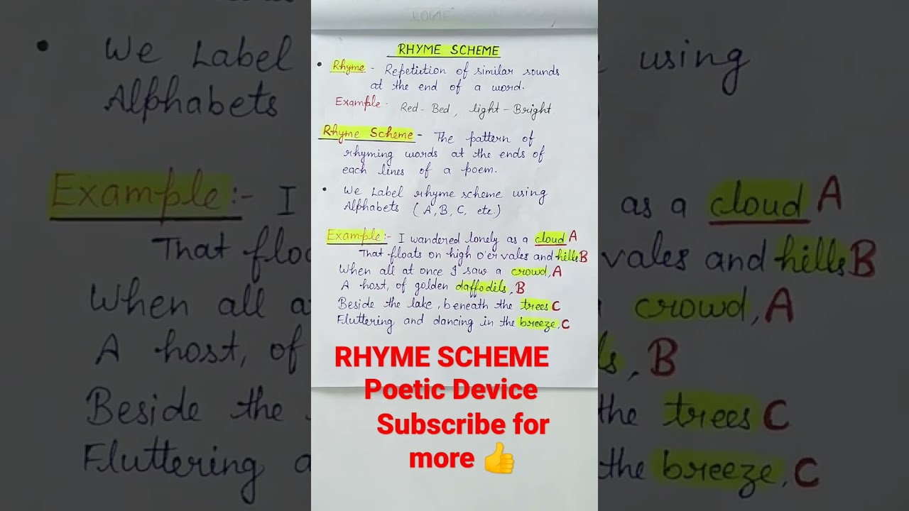 RHYME SCHEME||Poetic Device||English literature #shorts