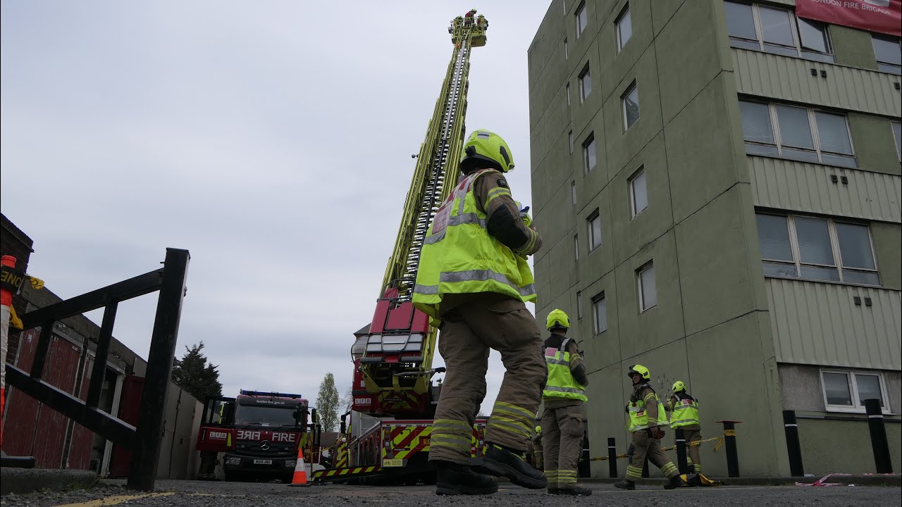 26 Apr 23. High Rise Fire Training Exercise-64 Metre Turntable Ladder. St Edward&rsquo;s Road Barking IG11