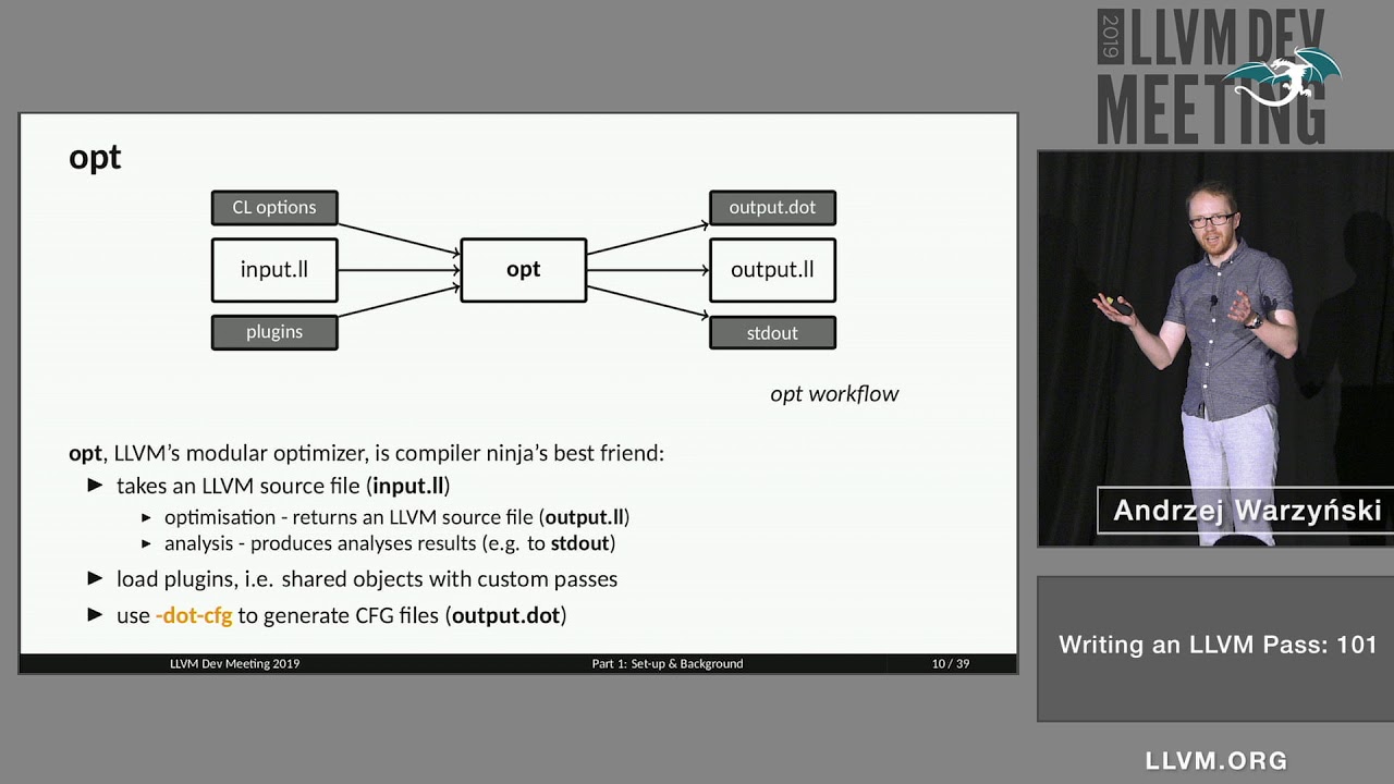 2019 LLVM Developers’ Meeting: A. Warzynski “Writing an LLVM Pass: 101”