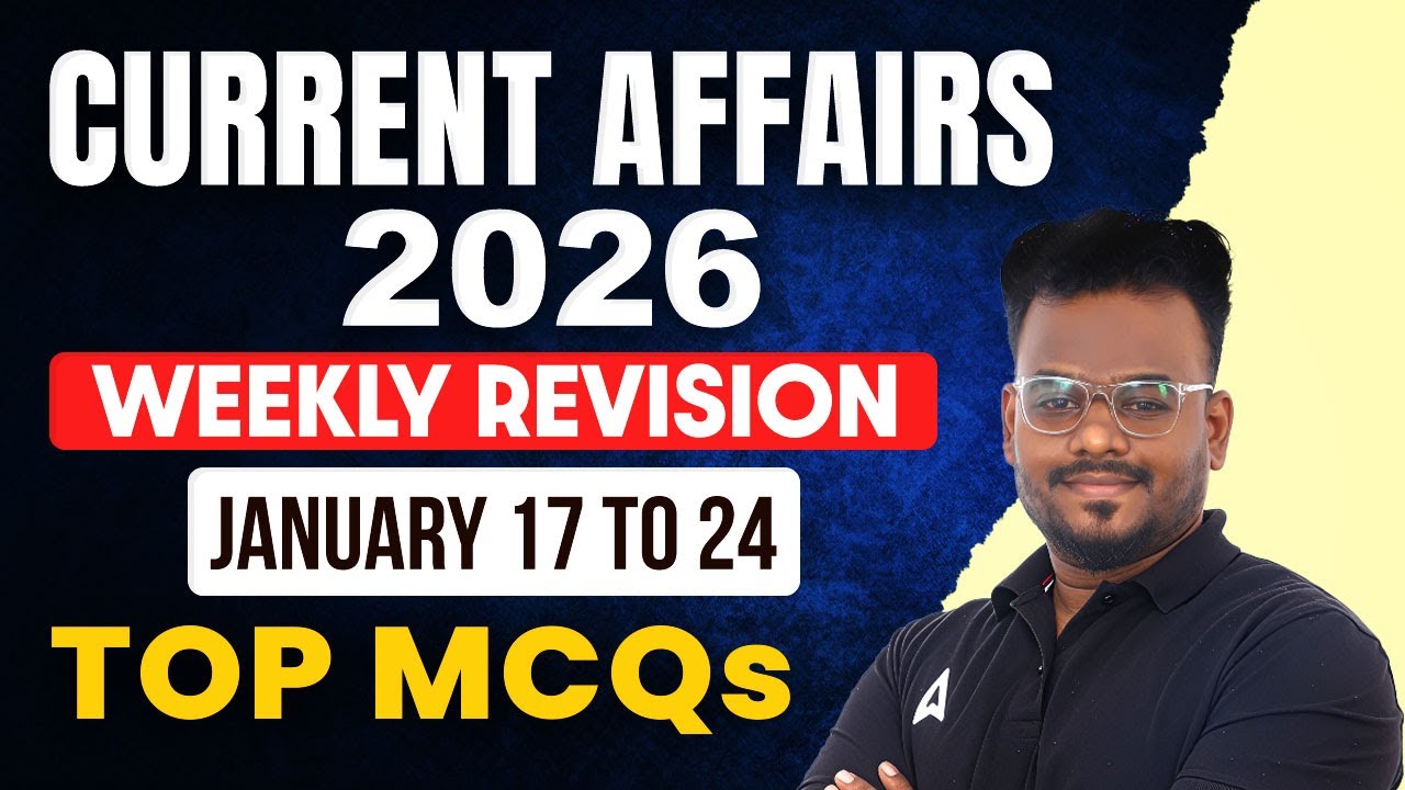 Weekly Current Affairs 2026 | January 17 to 24 Current affairs Revision in Tamil | Top MCQs | By As