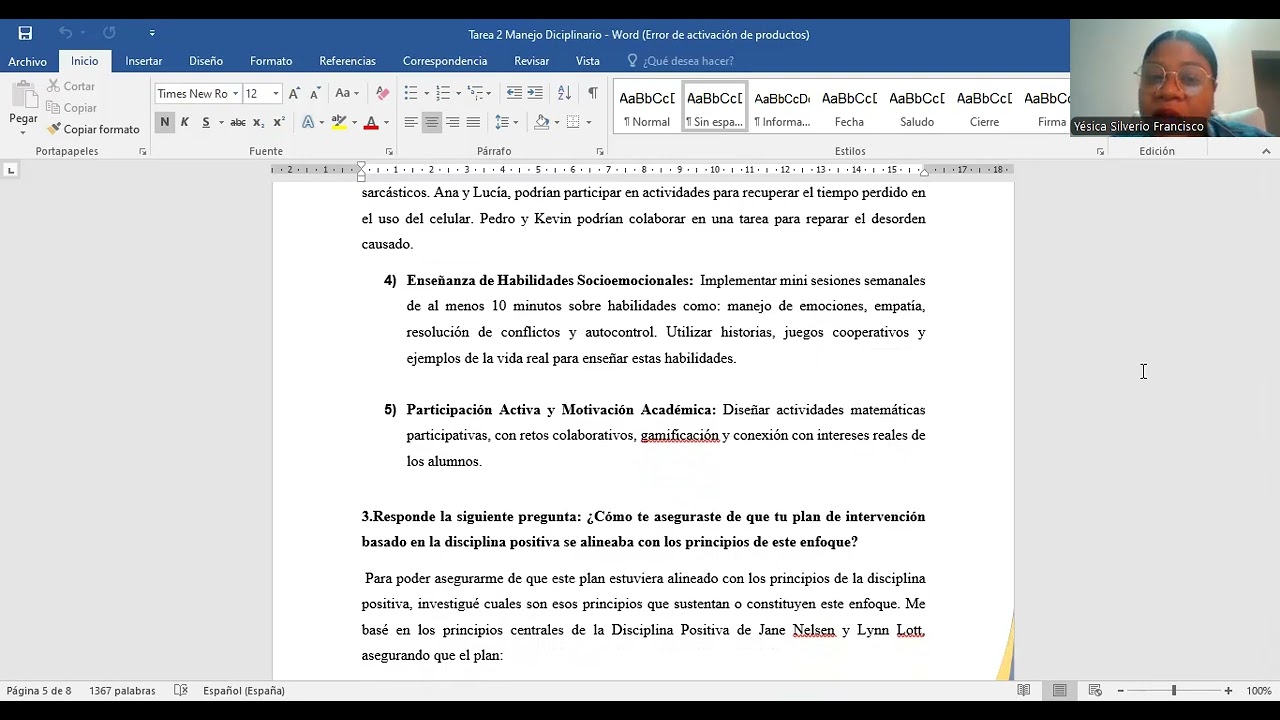 Caso hipotético en una aula de clases. 