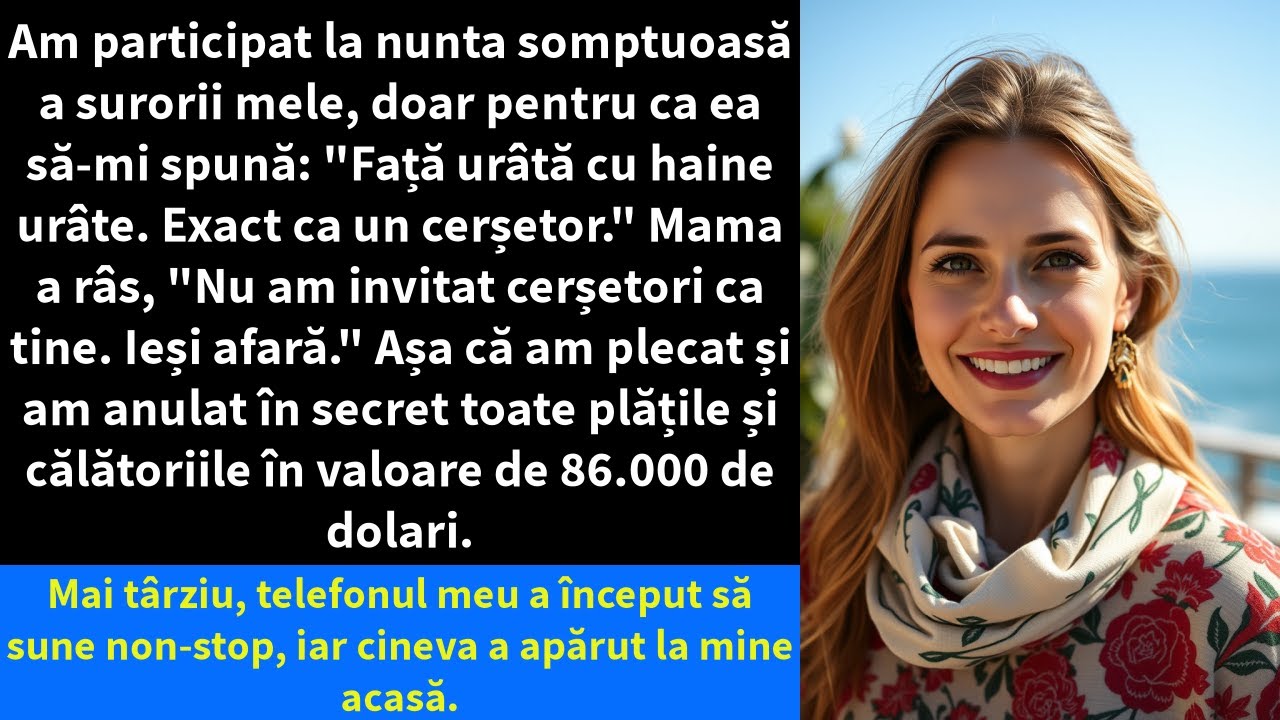 Am participat la nunta somptuoasă a surorii mele, doar pentru ca ea să-mi spună: