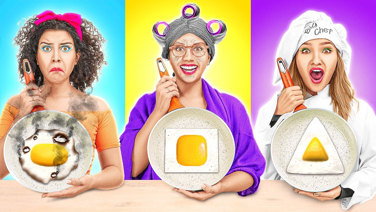 CHALLENGE CIBI GEOMETRICI - IO VS NONNA || Ricette Incredibili & Idee di Cucina di 123 GO! CHALLENGE
